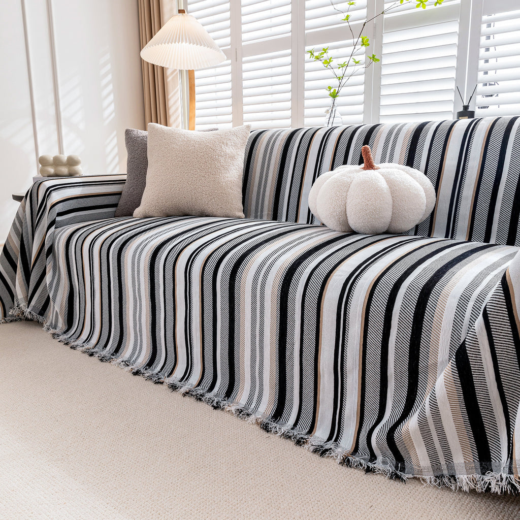 Modern Minimalist Sofa Throw Cover Cotton Knit Throws for Couch Scratch Proof Couch Cover