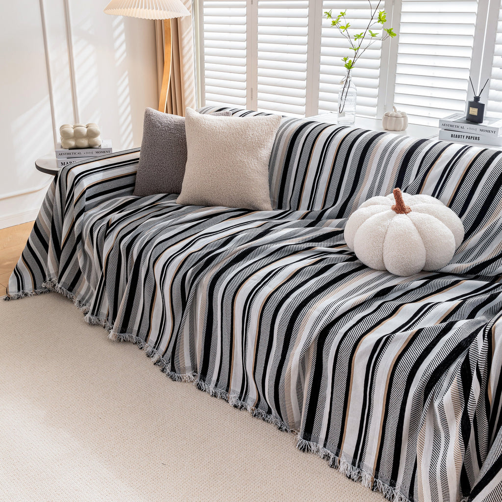 Modern Minimalist Sofa Throw Cover Cotton Knit Throws for Couch Scratch Proof Couch Cover
