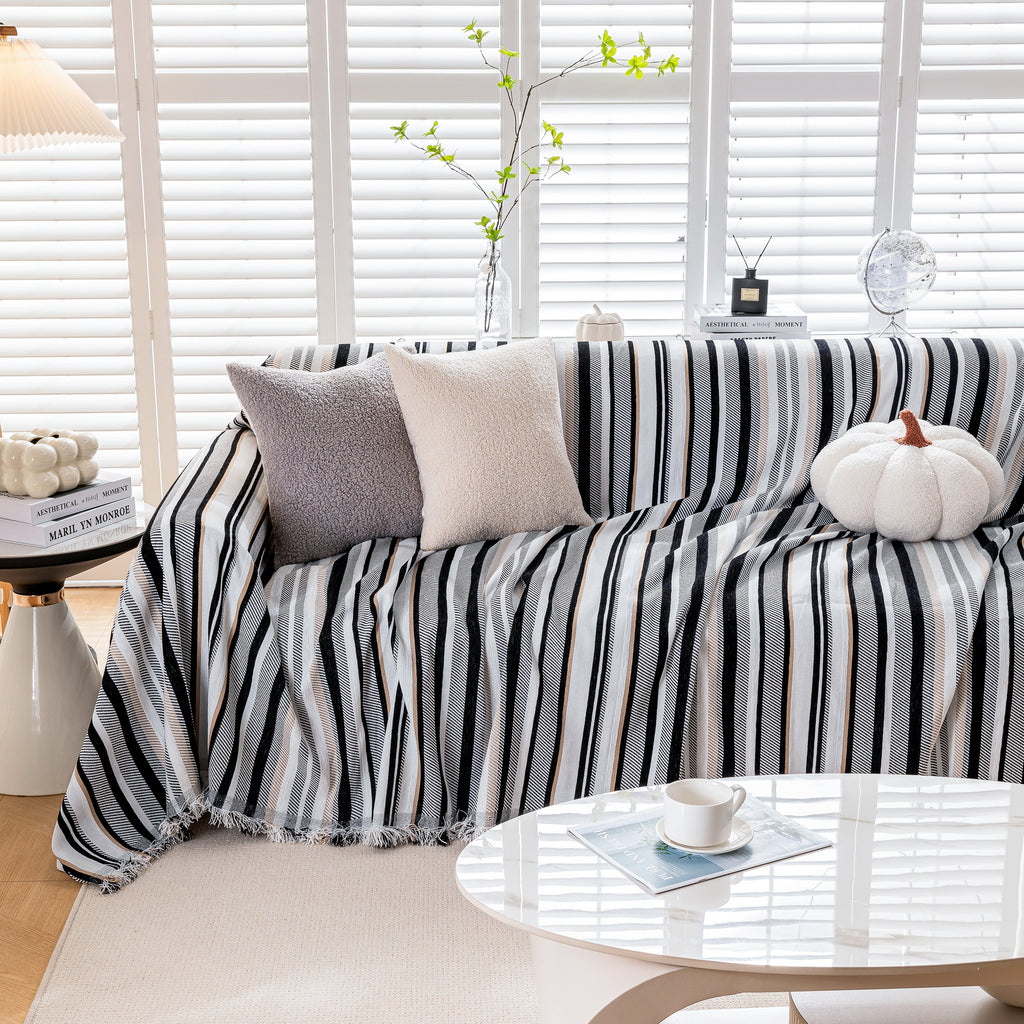 Modern Minimalist Sofa Throw Cover Cotton Knit Throws for Couch Scratch Proof Couch Cover