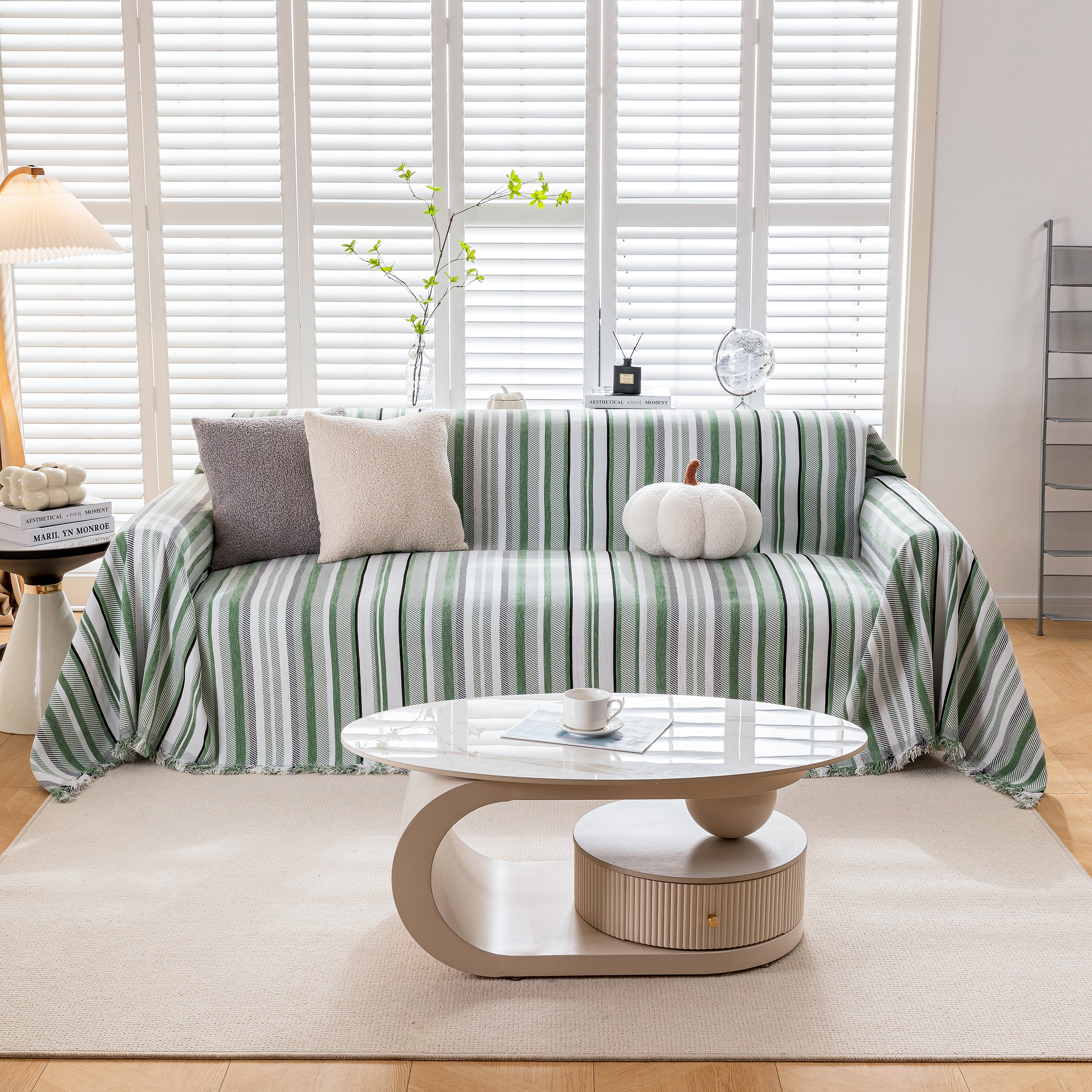 Modern Minimalist Sofa Throw Cover Cotton Knit Throws for Couch Scratch Proof Couch Cover