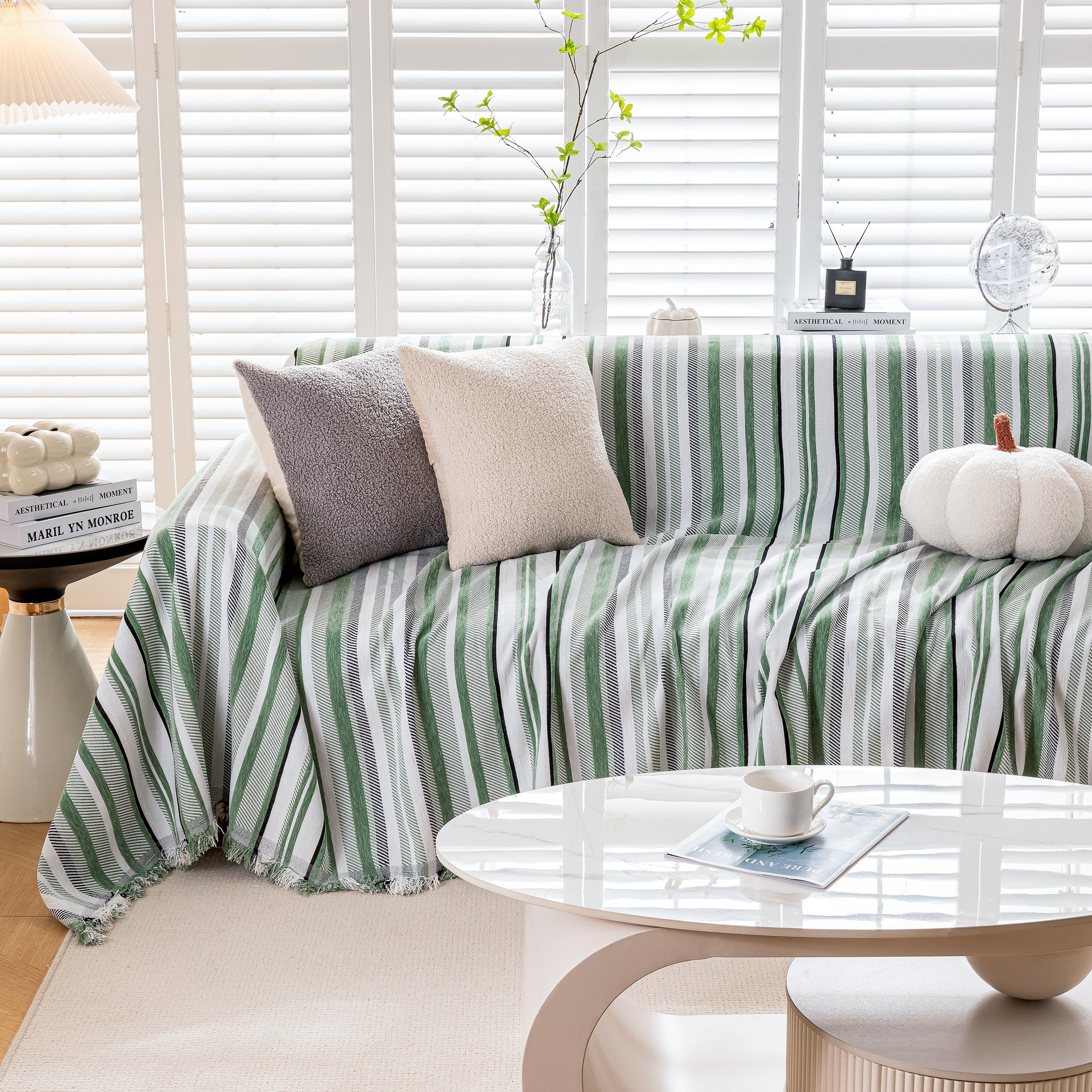 Modern Minimalist Sofa Throw Cover Cotton Knit Throws for Couch Scratch Proof Couch Cover