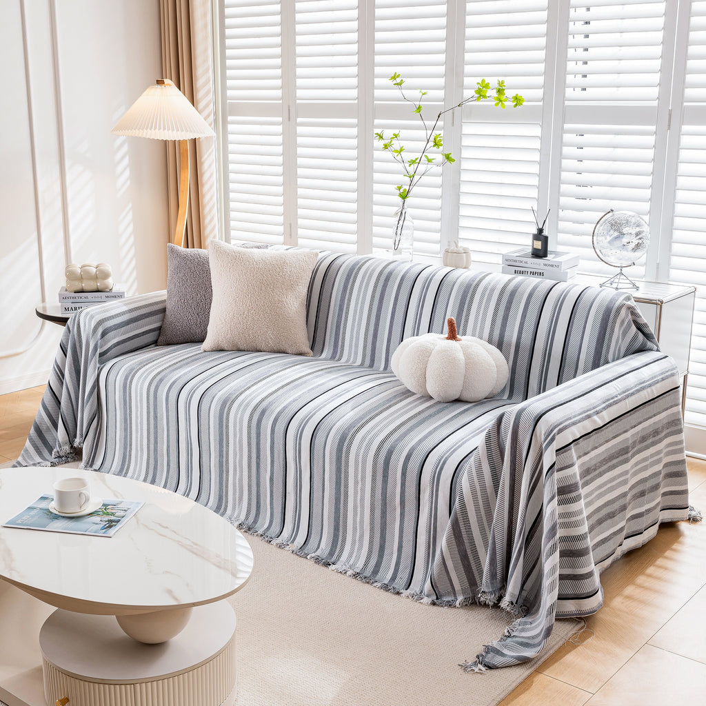 Modern Minimalist Sofa Throw Cover Cotton Knit Throws for Couch Scratch Proof Couch Cover