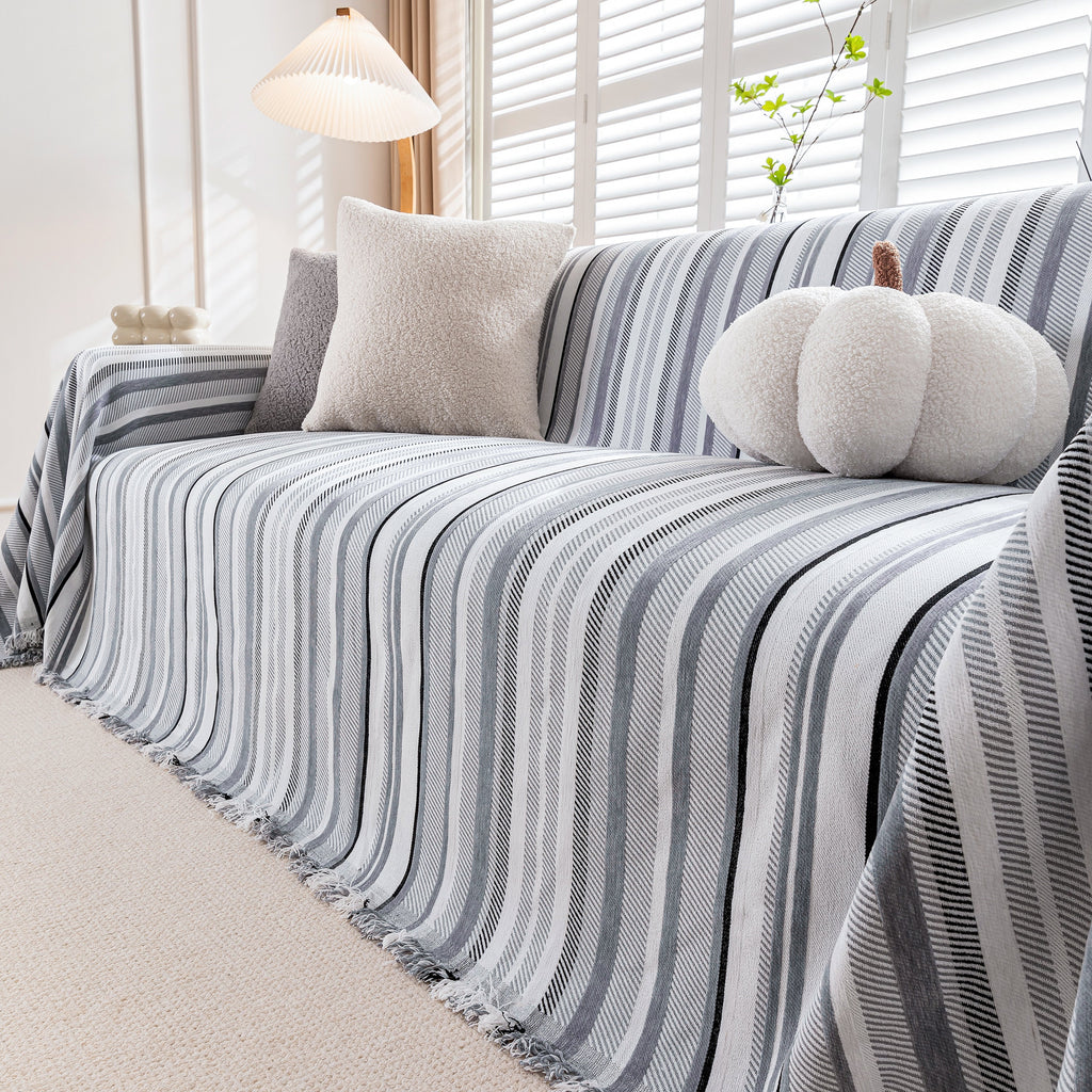 Modern Minimalist Sofa Throw Cover Cotton Knit Throws for Couch Scratch Proof Couch Cover