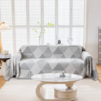 Chenille Geometric Patterned Sofa Throw, Couch Covers for Sectionals for Pets, Throw Cover for Couch