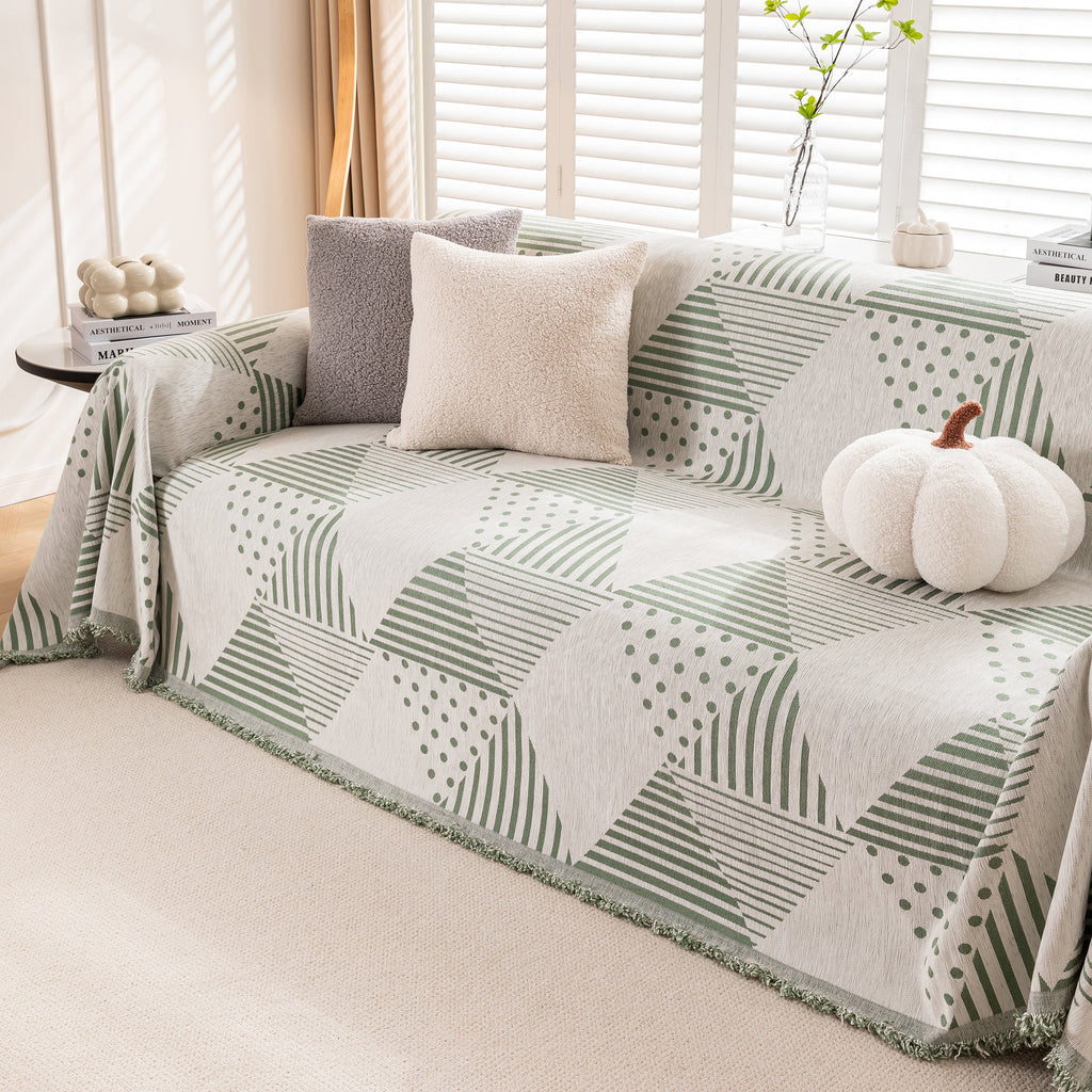 Chenille Geometric Patterned Sofa Throw, Couch Covers for Sectionals for Pets, Throw Cover for Couch