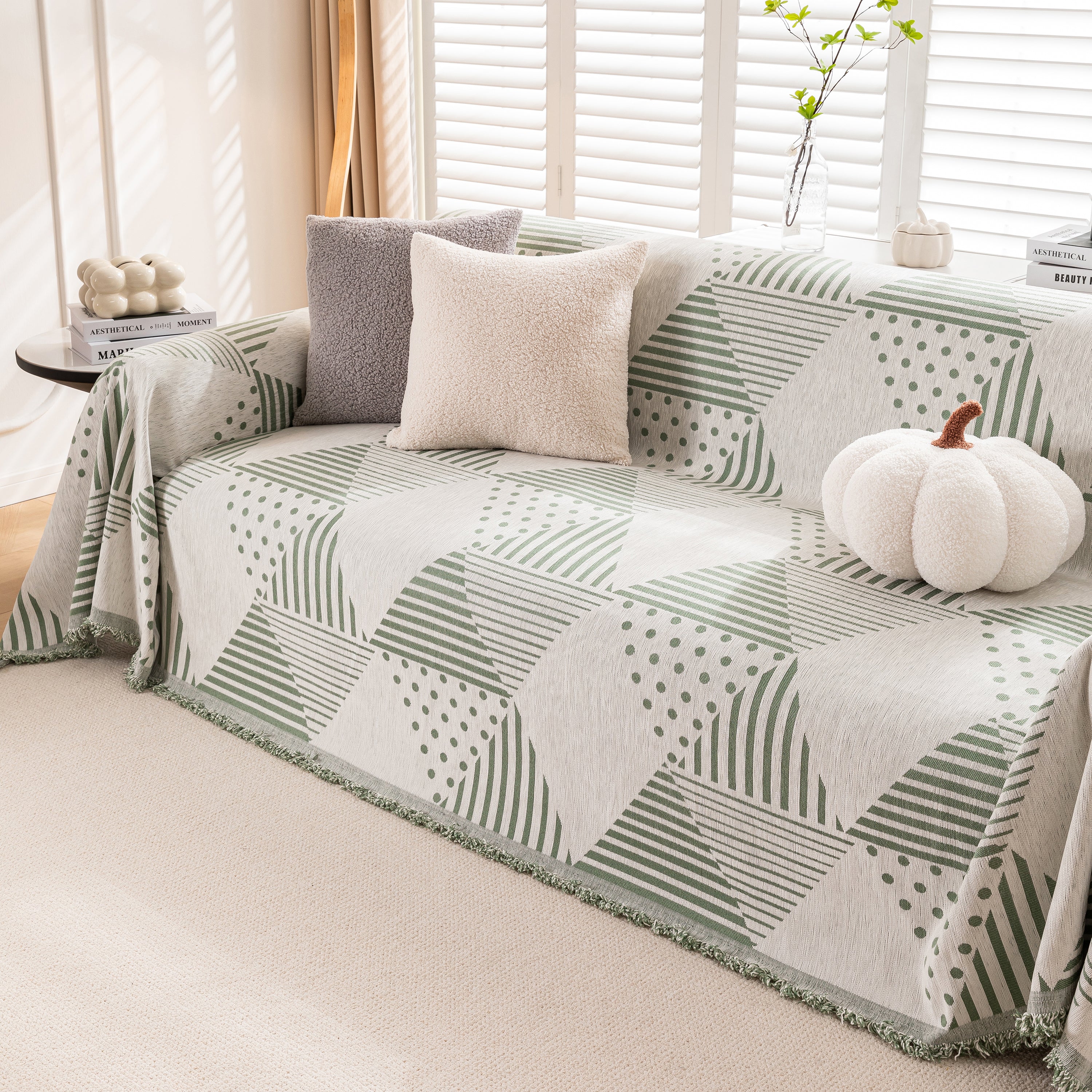 Chenille Geometric Patterned Sofa Throw, Couch Covers for Sectionals for Pets, Throw Cover for Couch