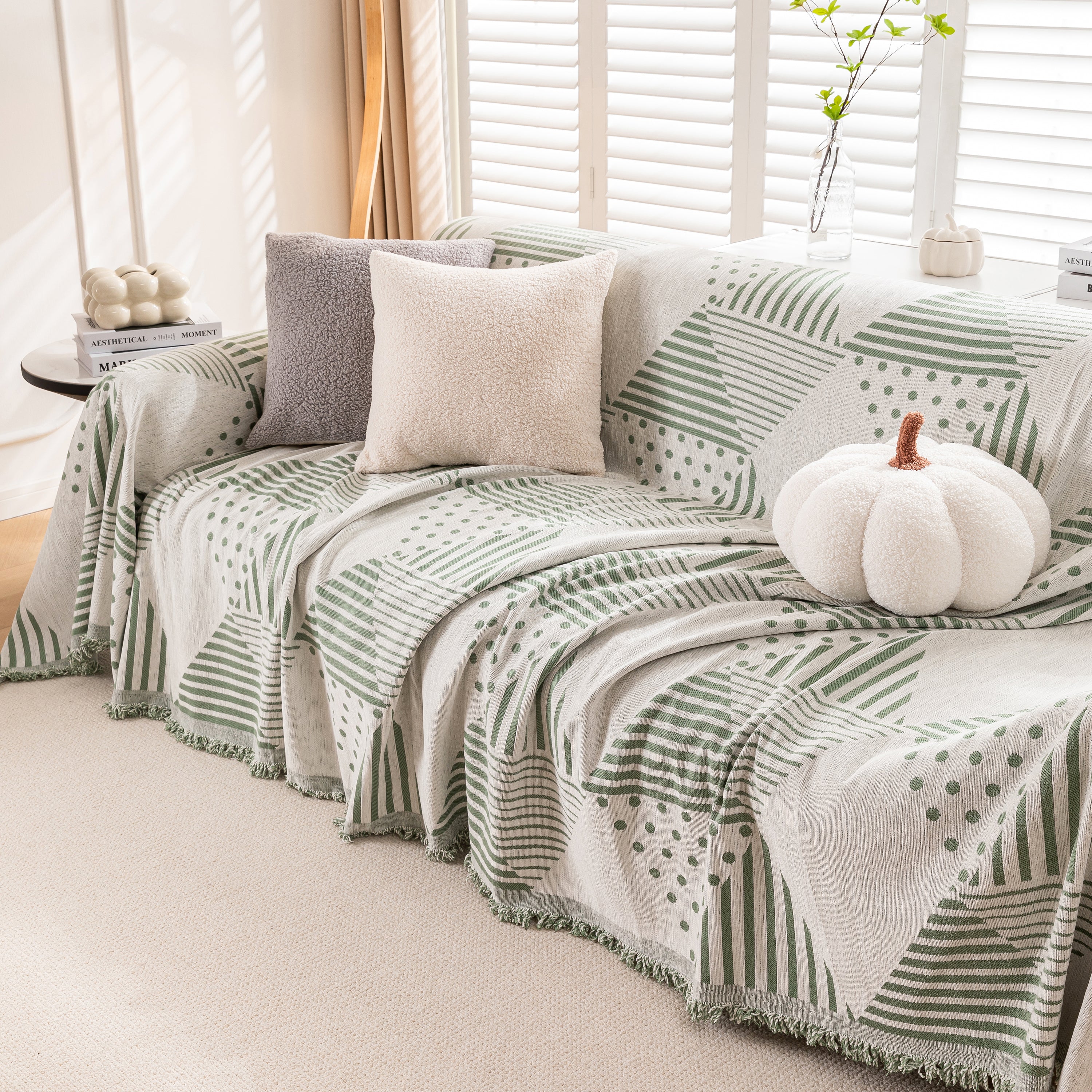 Chenille Geometric Patterned Sofa Throw, Couch Covers for Sectionals for Pets, Throw Cover for Couch