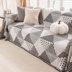 Chenille Geometric Patterned Sofa Throw, Couch Covers for Sectionals for Pets, Throw Cover for Couch