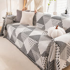 Chenille Geometric Patterned Sofa Throw, Couch Covers for Sectionals for Pets, Throw Cover for Couch