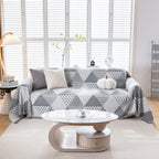 Chenille Geometric Patterned Sofa Throw, Couch Covers for Sectionals for Pets, Throw Cover for Couch