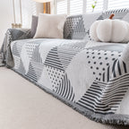 Chenille Geometric Patterned Sofa Throw, Couch Covers for Sectionals for Pets, Throw Cover for Couch