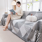 Chenille Geometric Patterned Sofa Throw, Couch Covers for Sectionals for Pets, Throw Cover for Couch