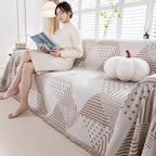 Chenille Geometric Patterned Sofa Throw, Couch Covers for Sectionals for Pets, Throw Cover for Couch