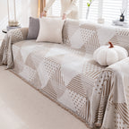 Chenille Geometric Patterned Sofa Throw, Couch Covers for Sectionals for Pets, Throw Cover for Couch