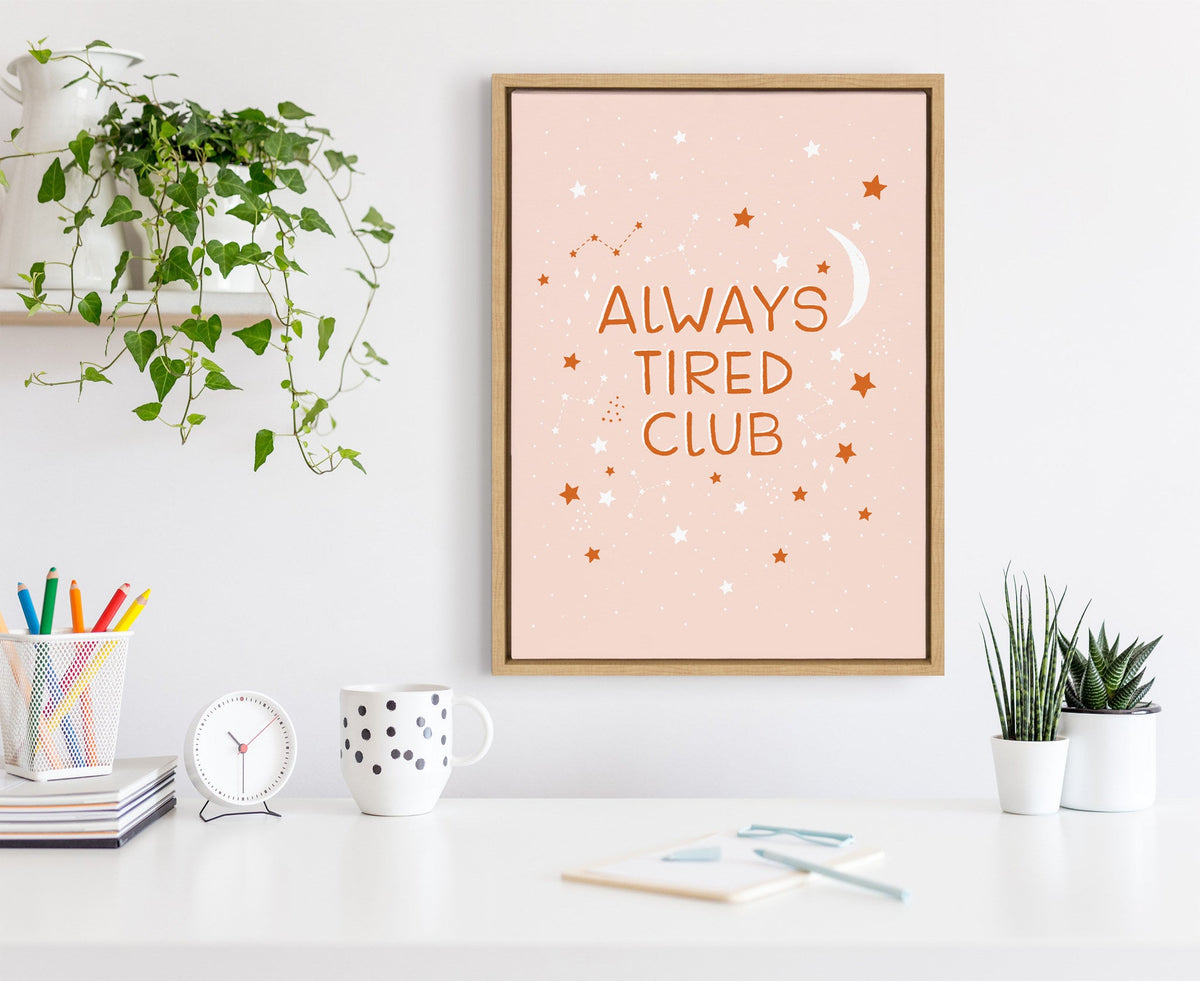 Sylvie Always Tired Club Framed Canvas by DuchessPlum