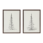 Sylvie Minimalist Evergreen Trees Sketch Framed Canvas Art Set by The Creative Bunch Studio