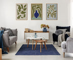 Sylvie Expressive Abstract House Plant Playful Blue Framed Canvas by The Creative Bunch Studio