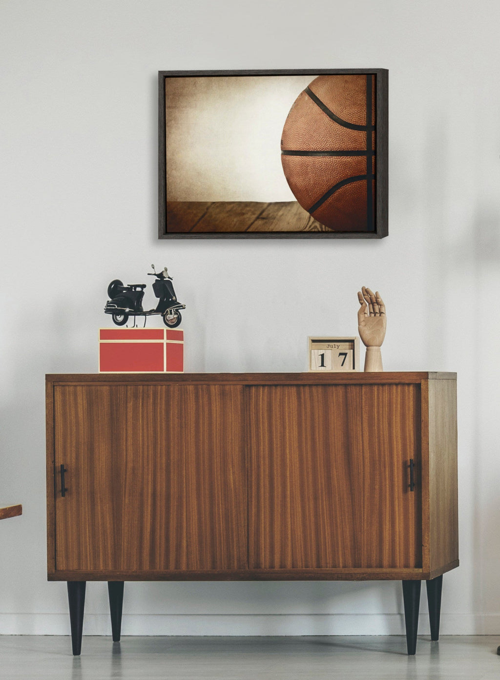 Sylvie Vintage Half Basketball Framed Canvas by Shawn St. Peter