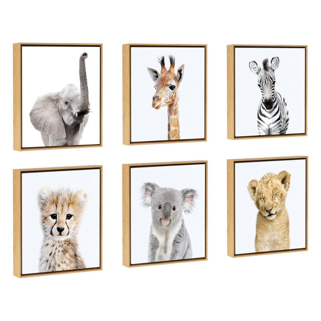 Sylvie Safari Animal Framed Canvas Art Set by Amy Peterson