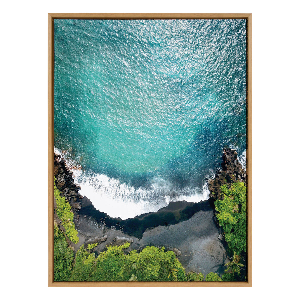 Sylvie Maui Black Sand Beach 1 Framed Canvas by Rachel Bolgov