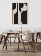 Sylvie Eye Catching Sleek Abstract 6 Black and Beige Framed Canvas by The Creative Bunch Studio
