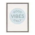 Sylvie Good Vibes Only Pale Blue Button Framed Canvas by The Creative Bunch Studio