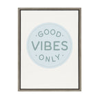 Sylvie Good Vibes Only Pale Blue Button Framed Canvas by The Creative Bunch Studio