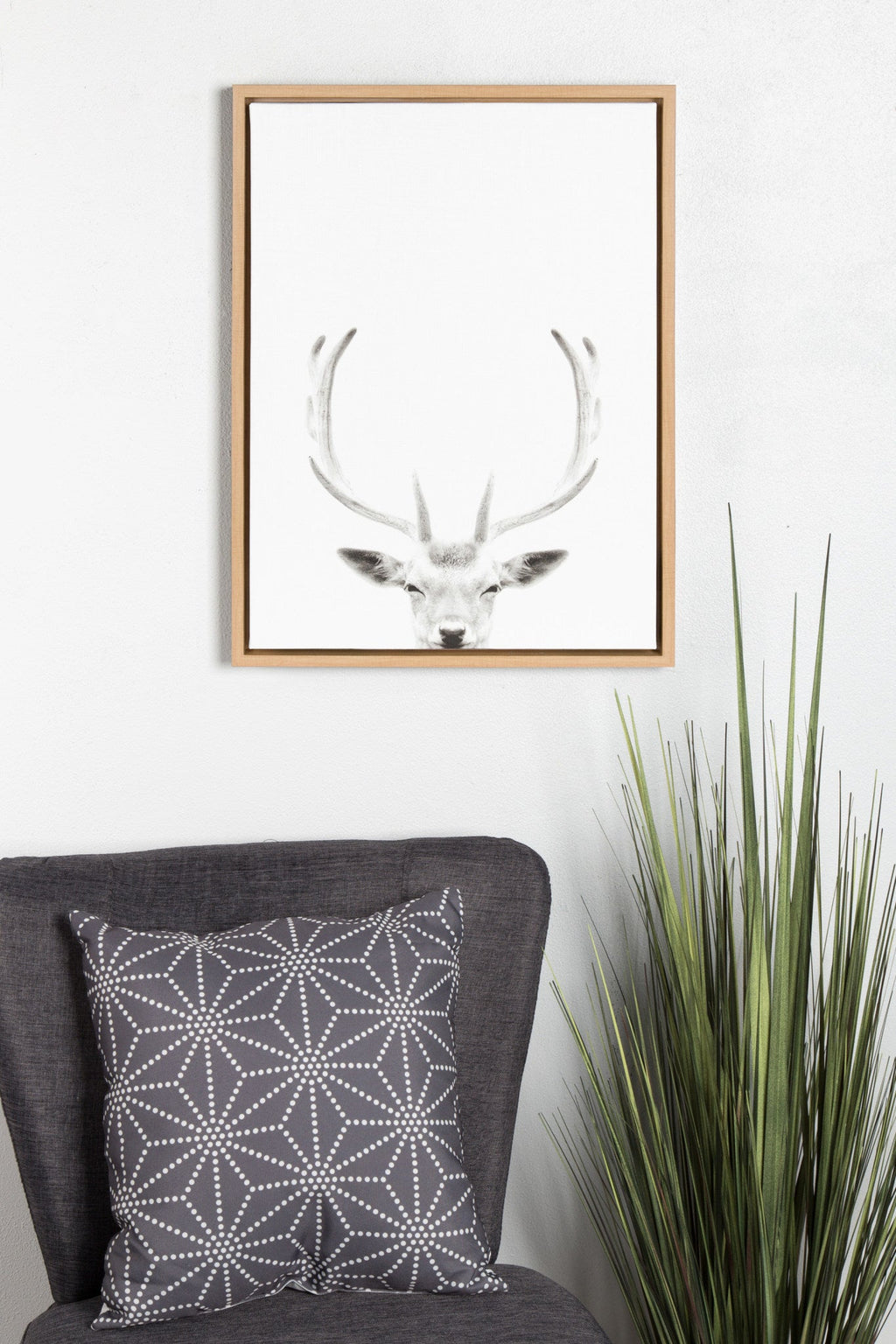 Sylvie Deer Portrait Framed Canvas by Simon Te Tai