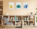 Sylvie 9 Teal Chair Framed Canvas by Planet Cat