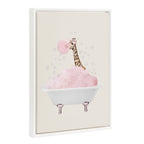 Sylvie Beaded Giraffe Taking a Bath Framed Canvas by July Art Prints