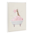 Sylvie Beaded Giraffe Taking a Bath Framed Canvas by July Art Prints