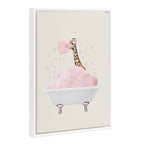 Sylvie Beaded Giraffe Taking a Bath Framed Canvas by July Art Prints