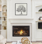 Sylvie Traditional Tree Linen Textured Framed Canvas by The Creative Bunch Studio