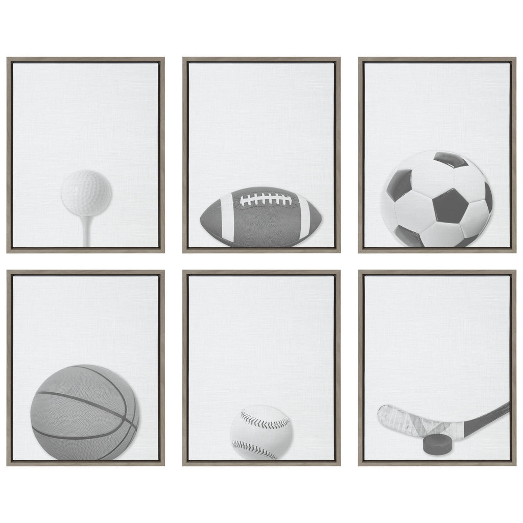 Sylvie Golf Ball Portrait Framed Canvas, Gray 18x24