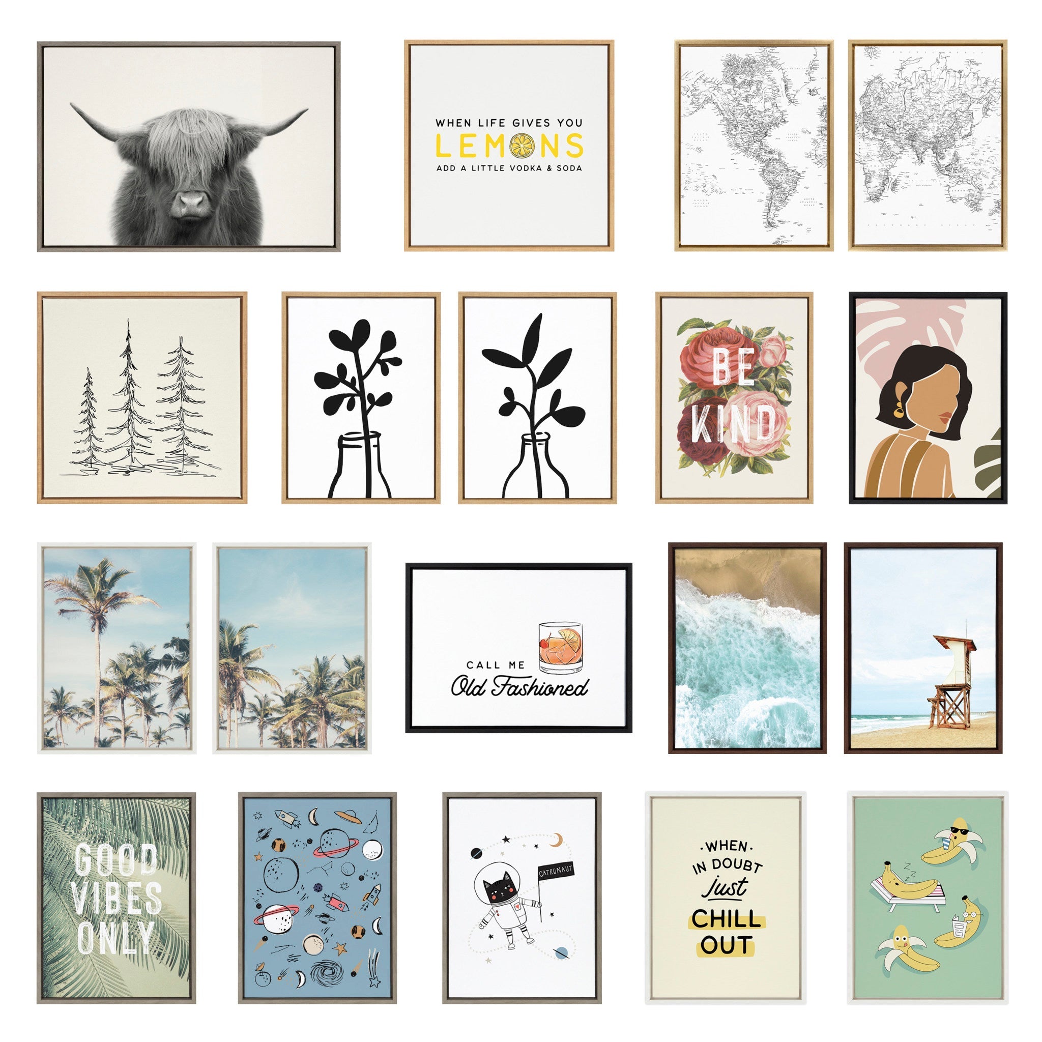Sylvie Tall Saguaro Cacti Desert Mountain Framed Canvas Set by The Creative Bunch Studio