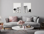 Sylvie Miami Beach Architecture Retro Art Deco Framed Canvas Art Set by The Creative Bunch Studio