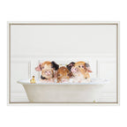 Sylvie Three Pigs In Bubble Bath Neutral Style Framed Canvas by Amy Peterson Art Studio
