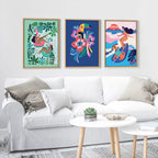 Sylvie Mid Century Modern Surf Dog Framed Canvas by Rachel Lee of My Dream Wall