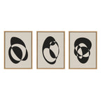 Sylvie Retro Midcentury Modern Abstract Graphic Shapes Framed Canvas Art Set by The Creative Bunch Studio