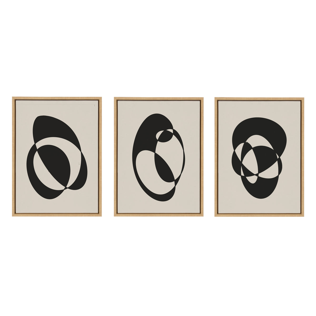 Sylvie Retro Midcentury Modern Abstract Graphic Shapes Framed Canvas Art Set by The Creative Bunch Studio