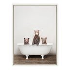 Sylvie Three Little Bears in Vintage Bathtub Framed Canvas by Amy Peterson Art Studio