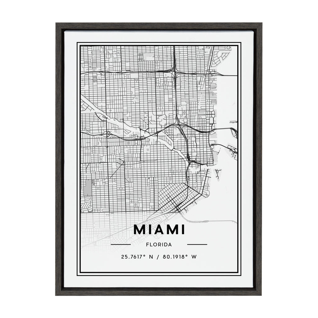 Sylvie Miami Modern Map Framed Canvas by Jake Goossen