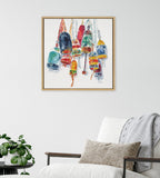 Sylvie Vintage Buoys Framed Canvas by Patricia Shaw