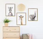 Sylvie Bubble Gum Giraffe Framed Canvas by Amy Peterson Art Studio