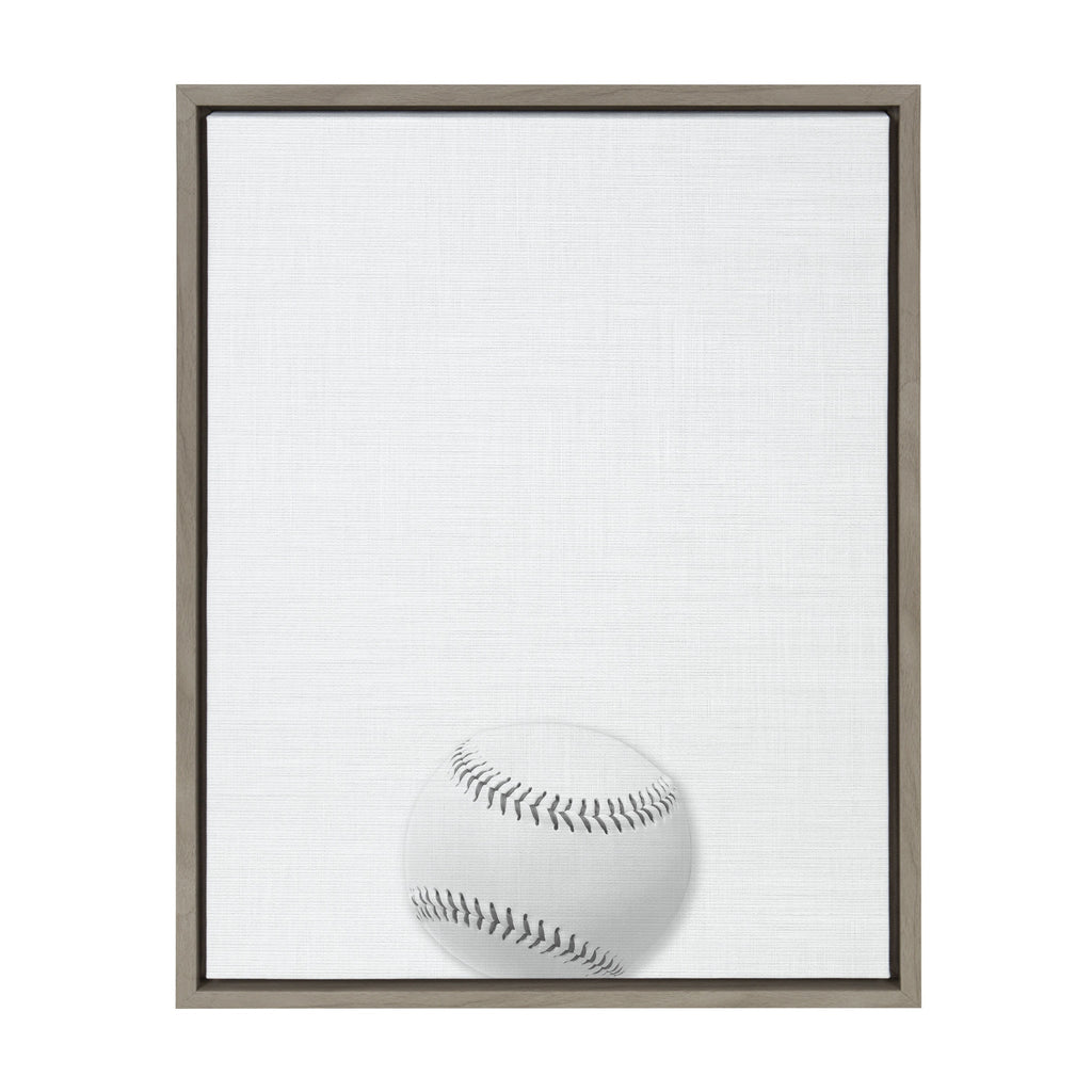 Sylvie Baseball Portrait Framed Canvas, Gray 18x24