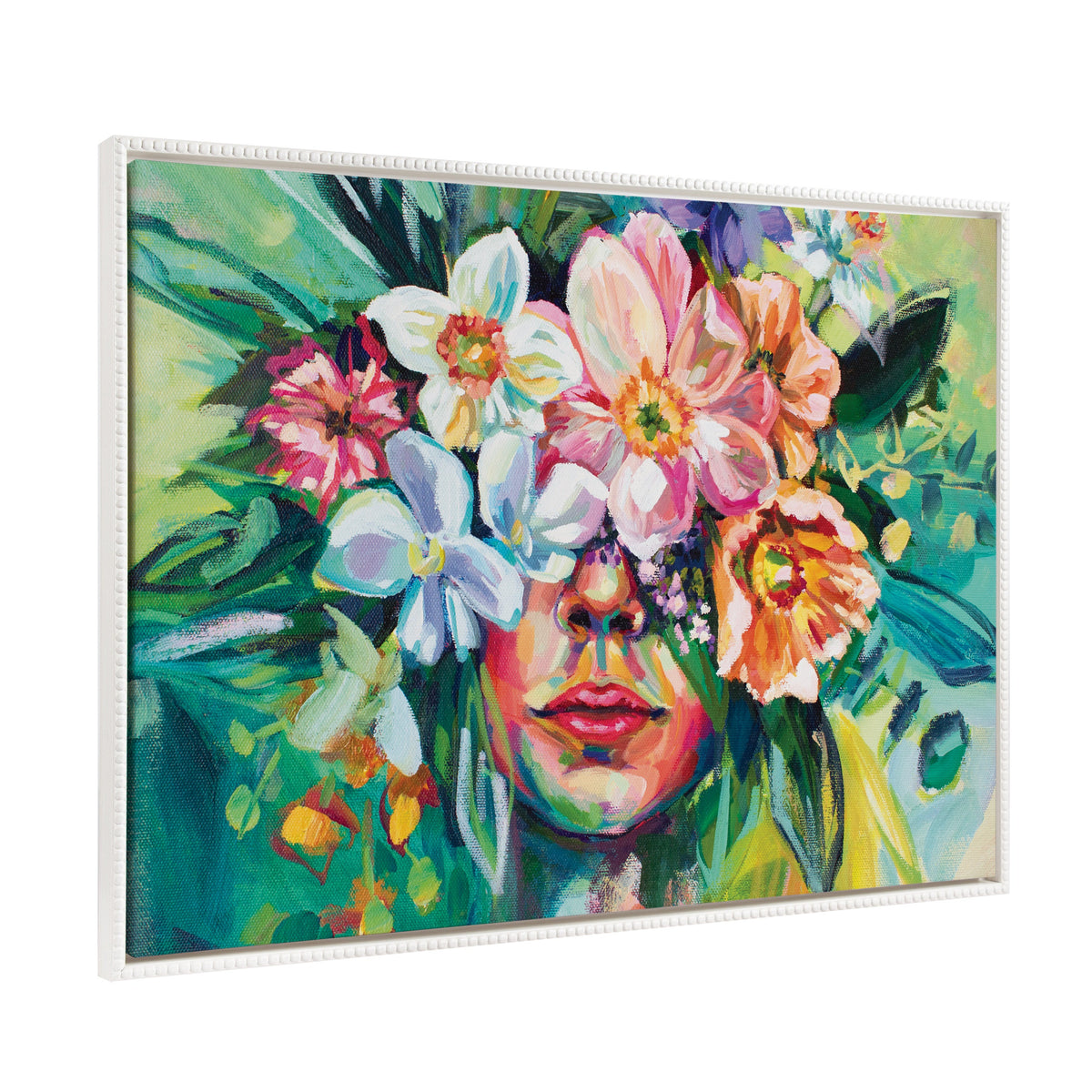 Sylvie Beaded She Thrived in the Overgrowth Framed Canvas by Rachel Christopoulos