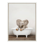 Sylvie Baby Elephant No 6 in Rustic Bath Framed Canvas by Amy Peterson Art Studio