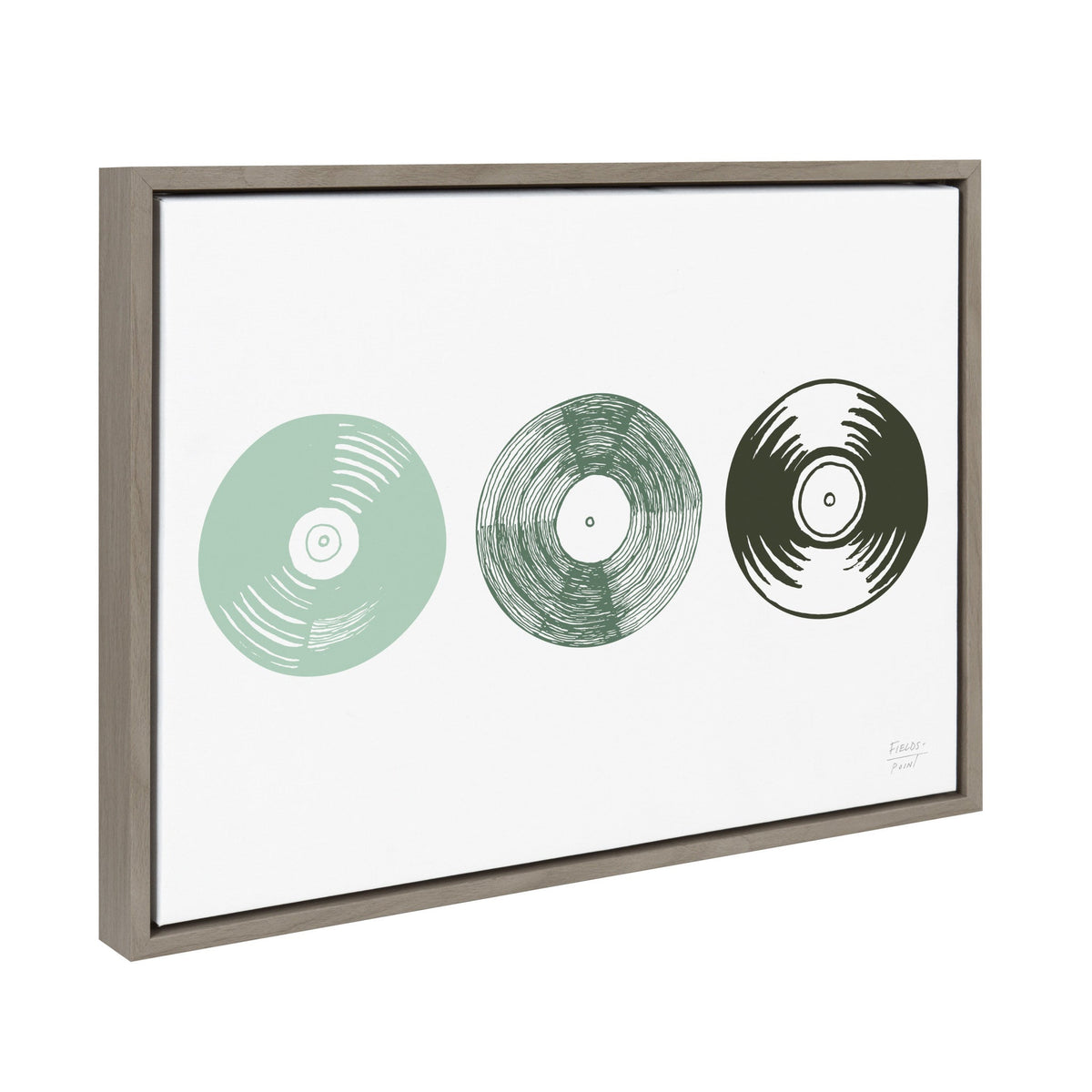 Sylvie Three Records Framed Canvas by Statement Goods