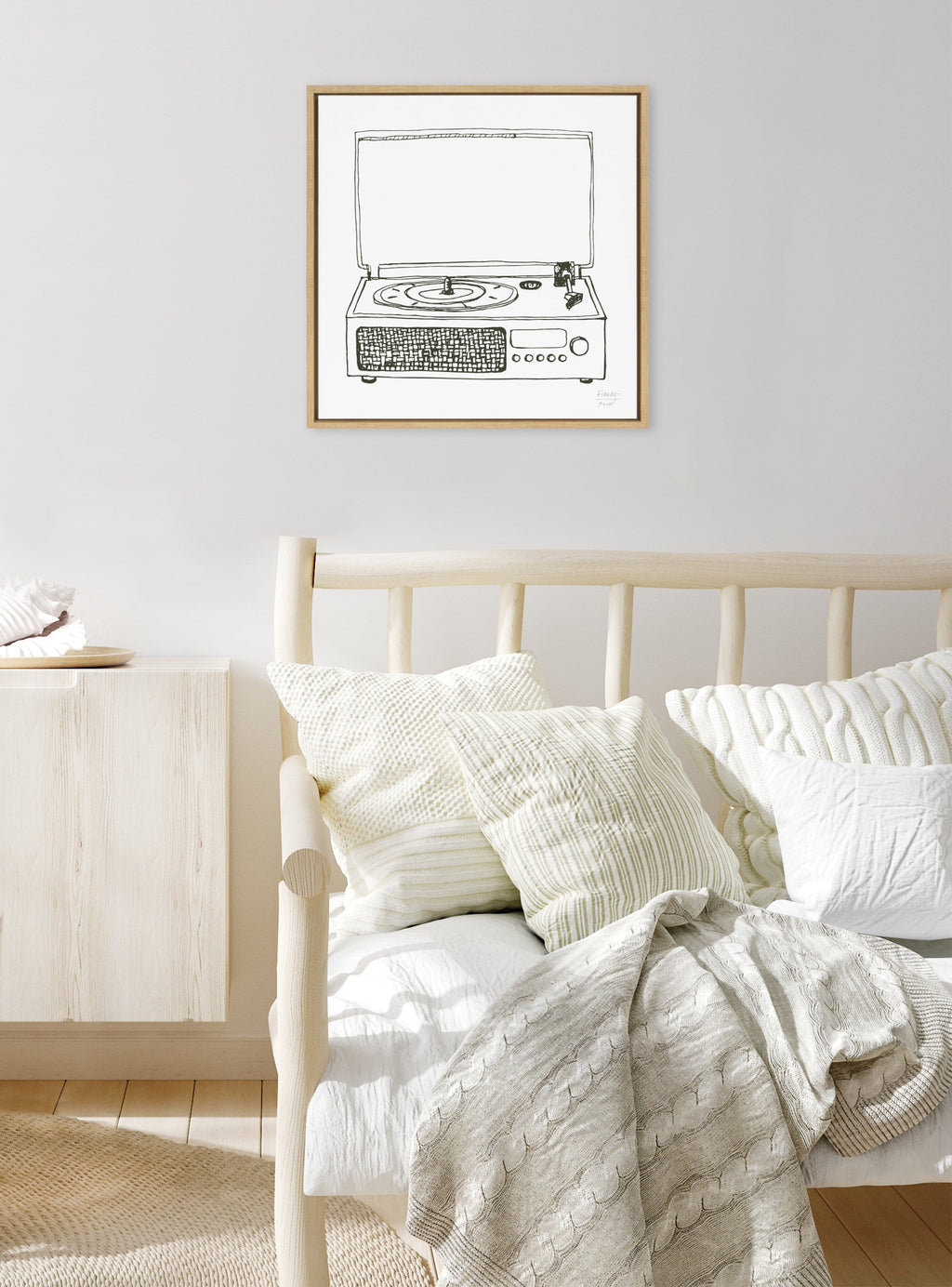 Sylvie Victrola Record Player Framed Canvas by Statement Goods
