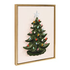 Sylvie Grandmas Tree Green Framed Canvas by Valerie McKeehan of Lily and Val, Gold 18x24